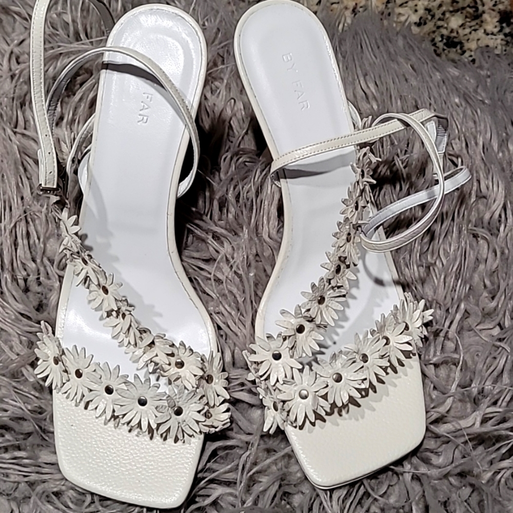  By Far Poppy Flower Embellished Sandals